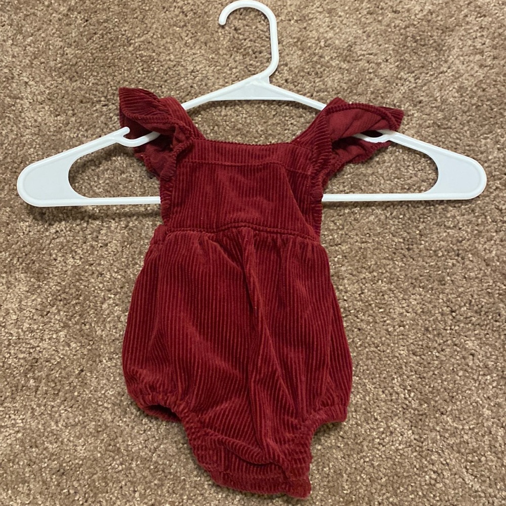 Burgundy Sleeveless Ruffle Trim Romper